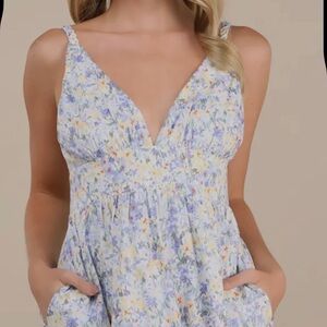 Lulu's Floral Print midi tiered Dress